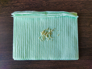 Clipped human nails on the napkin