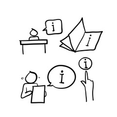 hand drawn Simple Set of Info and Help Desk Related Vector Line Icons illustration