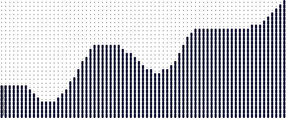 Aufkleber Monochrome graph of growth. Gradient of black and white dots and lines. Halftone texture. Vector illustration.