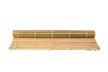 Bright bamboo mat for food isolated on the white background
