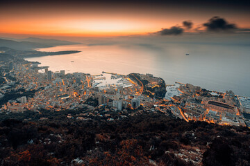 Evening view of Montecarlo, Monaco, France, Cote d'Azur, Europe