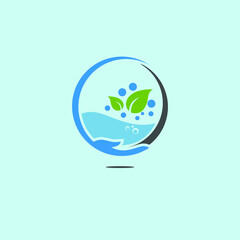 leaf with water organic healthy logo