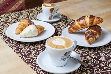 Coffee breakfast with croissants