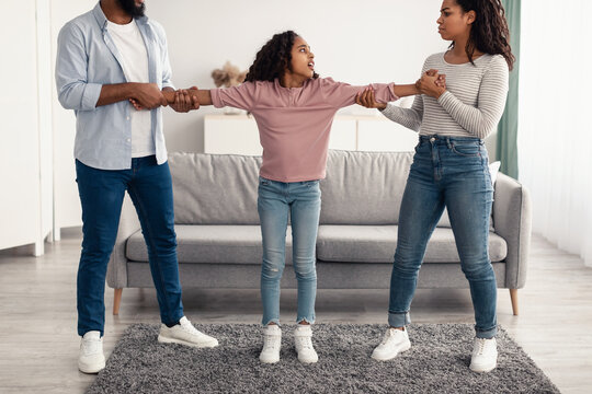 Divorce. Angry Black Parents Fighting Over Their Child