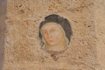 Fototapeta na wymiar Medieval Santa Maria di Collemaggio Interior Fresco Detail in l'Aquila, Central Italy