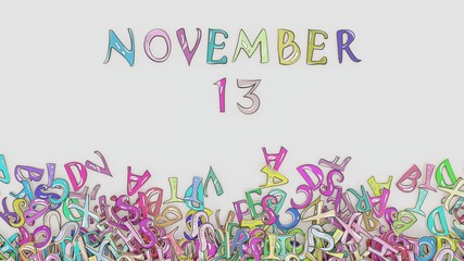November 13 calendar month puzzled schedule birthday use