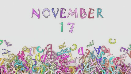 November 17 calendar month puzzled schedule birthday use