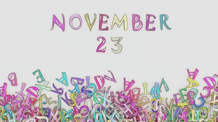 November 23 calendar month puzzled schedule birthday use
