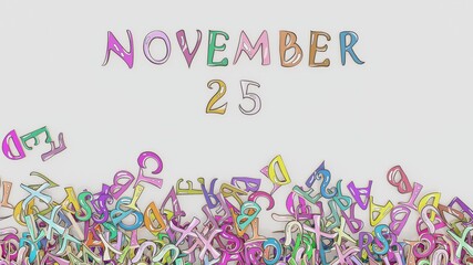 November 25 calendar month puzzled schedule birthday use