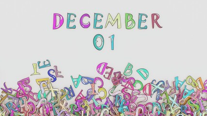 December 1 calendar puzzled monthly schedule birthday use