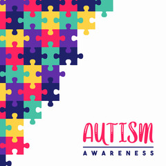Autism awareness day colorful puzzle game card