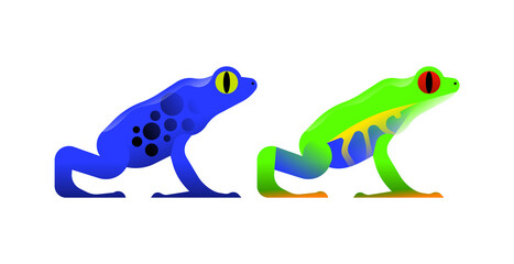 Poison dart frog animal set illustration isolated
