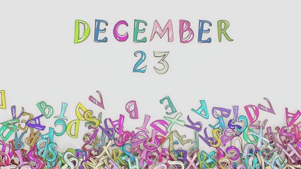 December 23 calendar puzzled monthly schedule birthday use