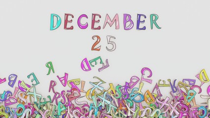 December 25 calendar puzzled monthly schedule birthday use