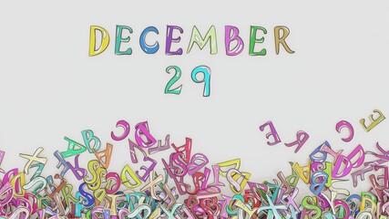 December 29 calendar puzzled monthly schedule birthday use
