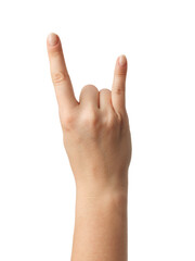 Obraz premium Woman Hands gestures on over white background. Isolated.