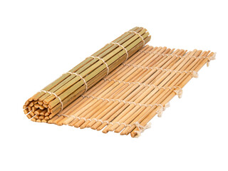 Bright bamboo mat for food isolated on the white background