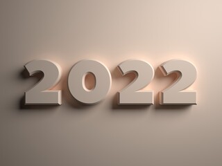 3d Illustration of Happy new year 2022 Text Design.