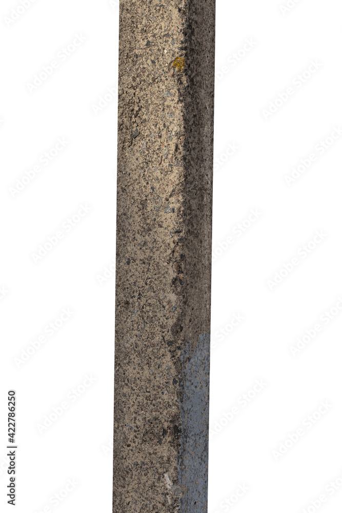 Poster old concrete pillar with cracks isolated on a white background