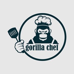 The head gorilla chef with a hat in an isolated illustration © kingmakerz