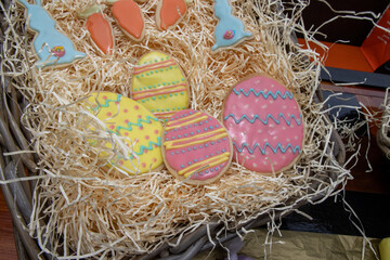 A selection of decorated easter biscuit cookies