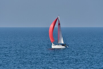 pretty sailboat on the Breton coast