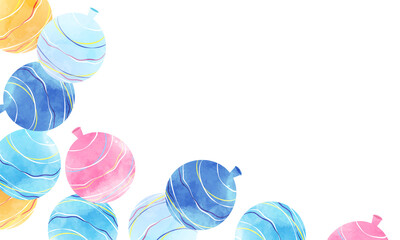 水風船 ヨーヨー の爽やかな水彩風ベクターイラスト背景 コピースペース 壁紙 Wall Mural 理菜 伊藤