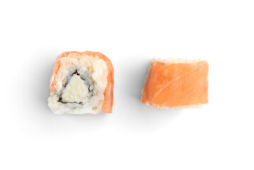 Sishi roll with salmon and philadelphia isolated on white background