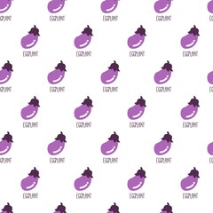 Seamless Pattern with Purple Eggplants Flat Vector Graphic Art