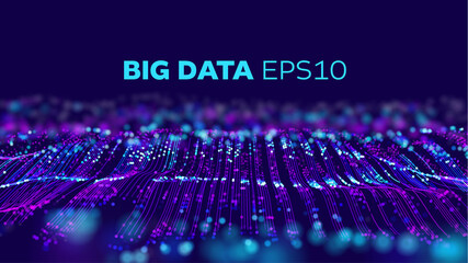 Big data technology vector background. Big data network. Geometric future ai background