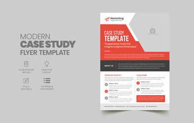Case Study Template | Business Case Study Booklet Layout with blue elements | Double Side Flyer Template