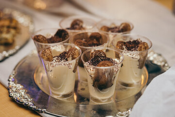 A chocolate cake sitting on top of a table