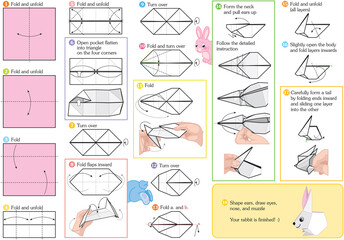Origami rabbit_step-by-step assembly instructions