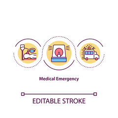 Medical emergency concept icon. Acute injury or illness that poses immediate risk to person life. Medicine idea thin line illustration. Vector isolated outline RGB color drawing. Editable stroke