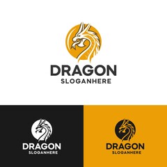 dragon logo design inside yellow circle