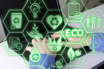 View of a Technology ecologic interface with icon displayed on a technology interface