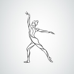 Obraz na płótnie Canvas Creative silhouette of gymnastic girl. Art gymnastics dancing woman, vector illustration