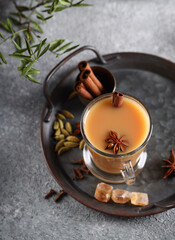 masala tea with spices and milk