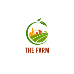 Farm house vector logo design template