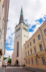 Naklejka premium St. Olaf's church in Tallinn old town, Estonia