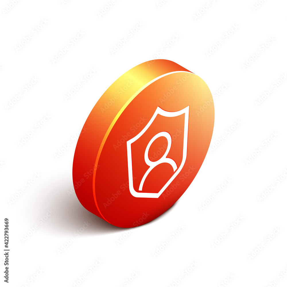 Poster isometric user protection icon isolated on white background. secure user login, password protected, 