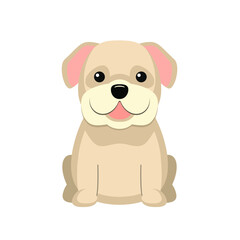 Obraz na płótnie Canvas Bulldog. Vector illustration of cute sitting dog in flat style. Isolated on white