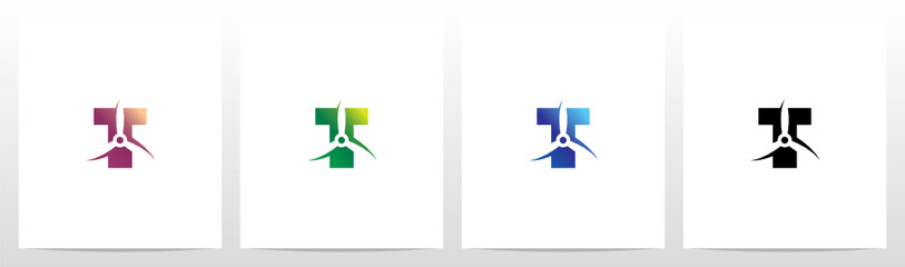 Propeller On Letter Logo Design T © recehan