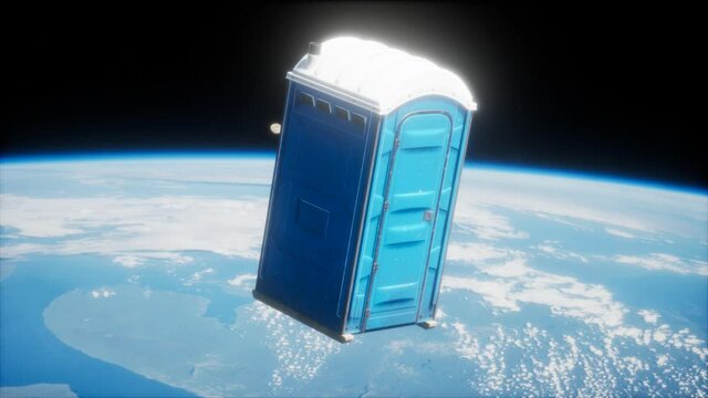 Portable street WC toilet cabin on Earth orbit