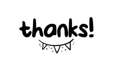 Thanks lettering. Calligraphy style vector. Handwritten text.