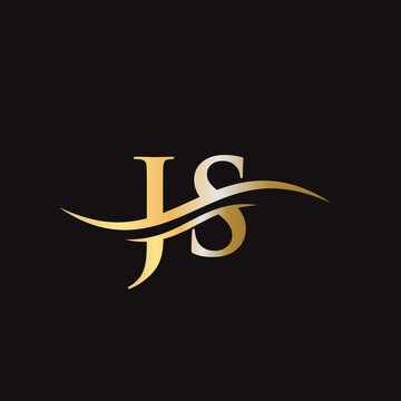 Swoosh Letter JS Logo Design for business and company identity. Water Wave JS Logo with modern trendy