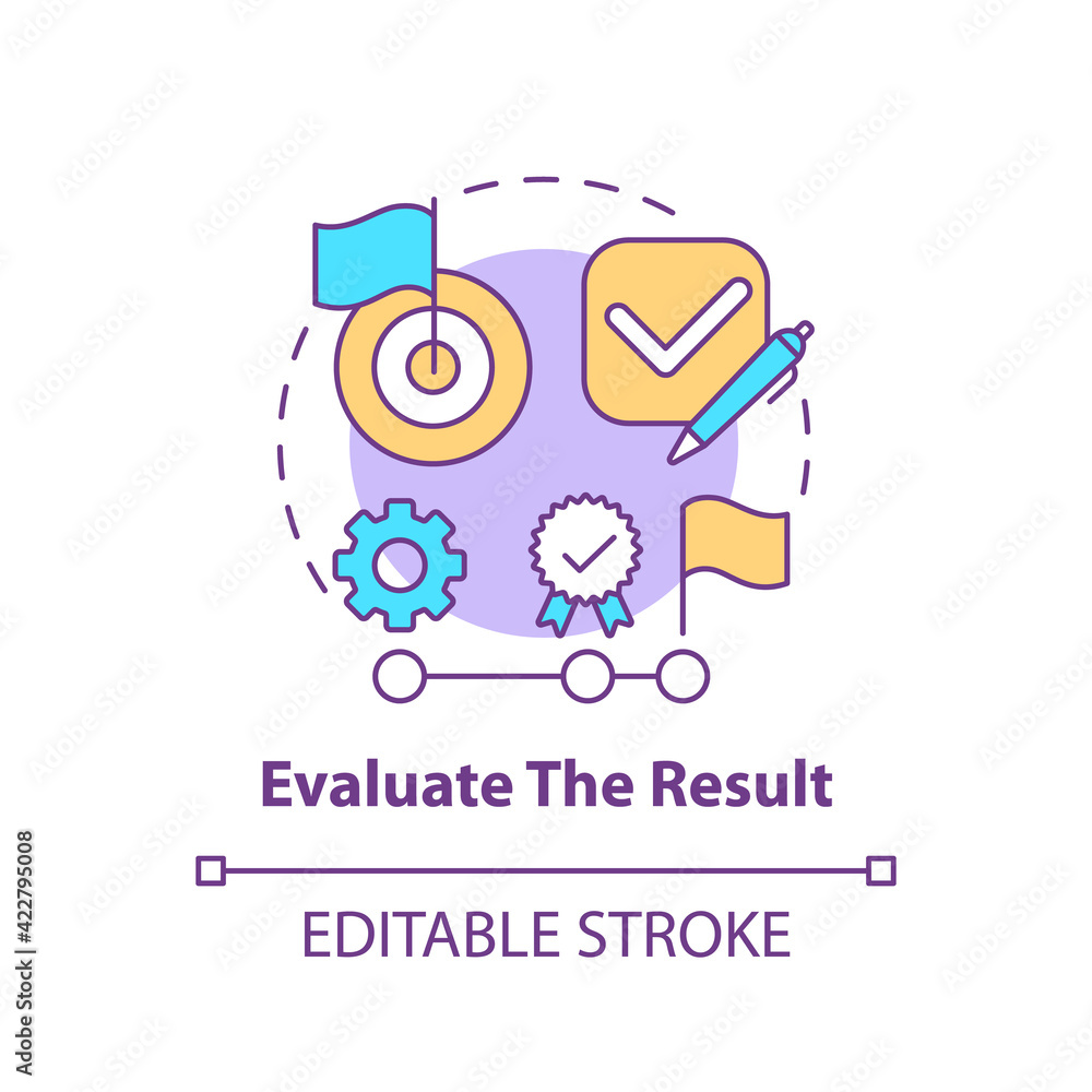 Poster evaluate the result concept icon. strategy for decision making. problem solving progress step idea t