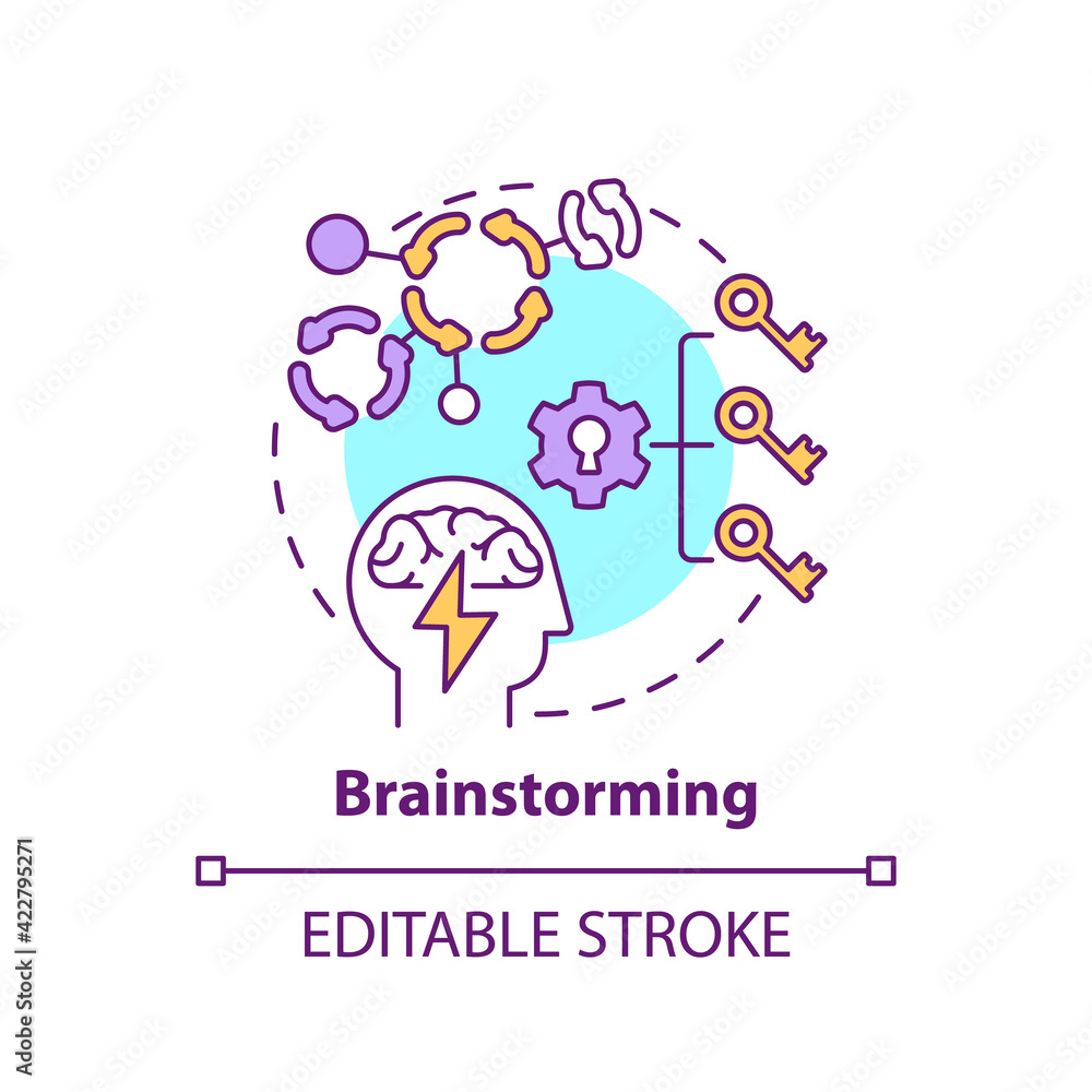 Poster brainstorming concept icon. creative thinking. method for finding innovative solution. problem solvi
