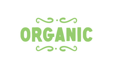 Organic lettering. Hand drawn word organic. Logo template for organic products, healthy food markets.