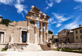 Capitolium of Brixia at UNESCO Monumental area Roman forum in Brescia Lombardy Northern Italy